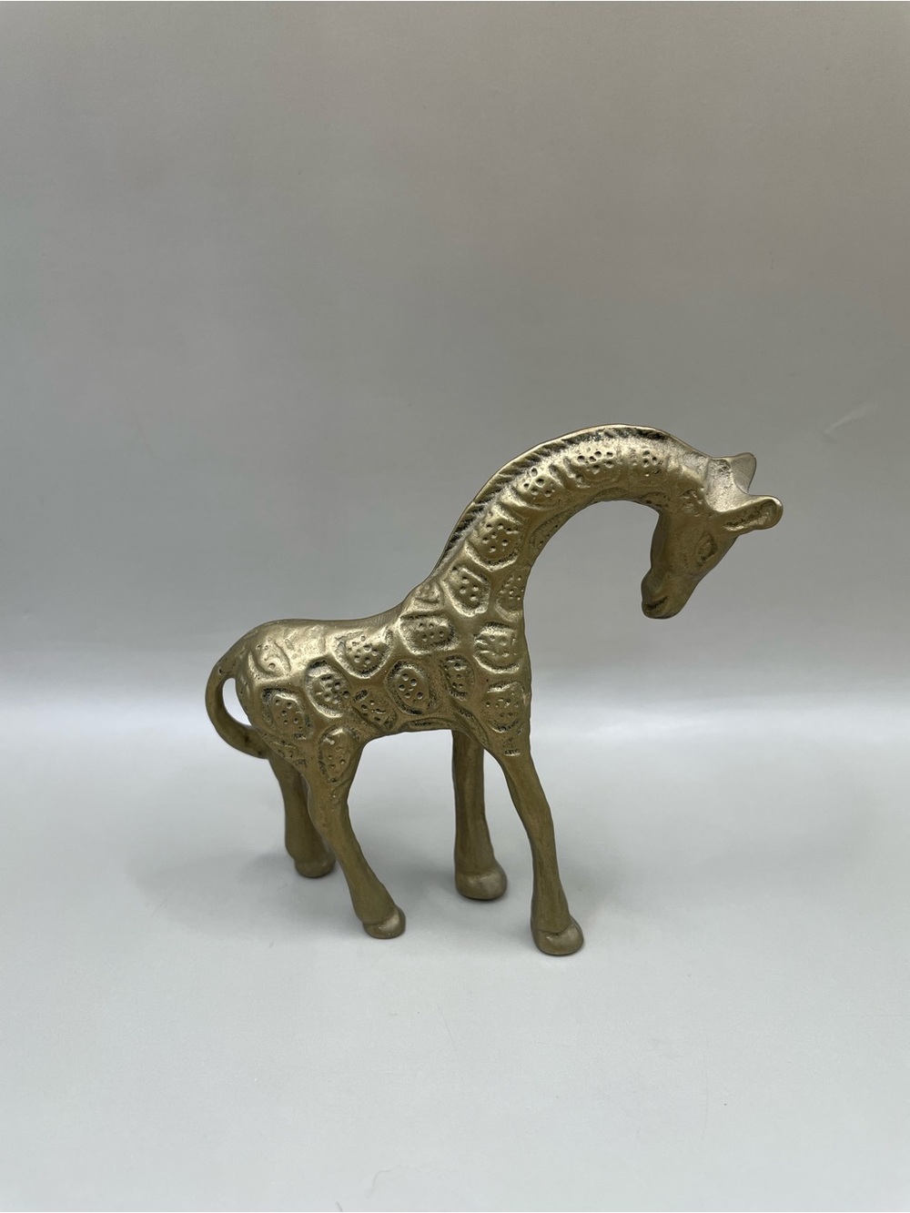 Vintage Solid Brass Giraffe 3.5” Figurine Mid Century Safari Animals